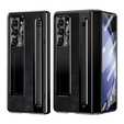 Husă din piele Leather+PC cu suport, sticlă și stylus pentru Samsung Galaxy Z Fold6 5G
