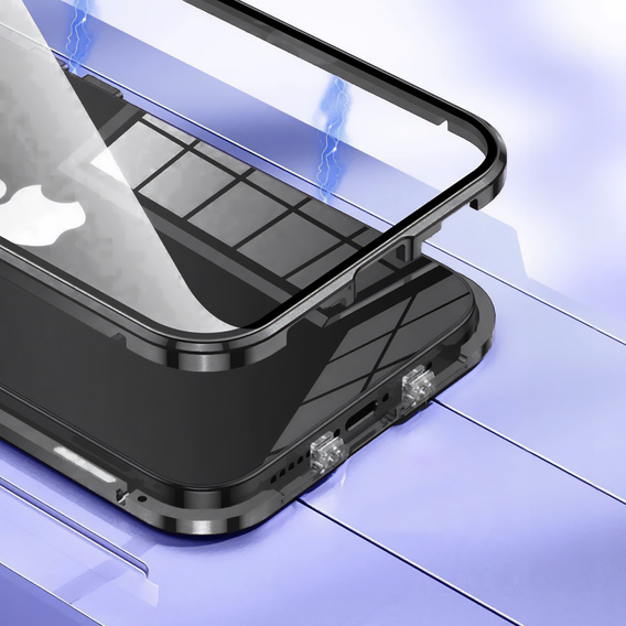 Husa pentru iPhone 16E, Magnetic Dual Glass, negru