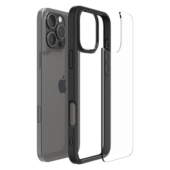 Carcasa Spigen pentru iPhone 16 Pro, Ultra Hybrid, negru + sticlă temperată 9H