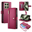 Cu clapetă pentru Xiaomi 14T, Wallet Zipper Pocket, roșu