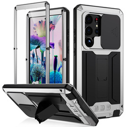 Husă blindată pentru Samsung Galaxy S23 Ultra, R-JUST CamShield Slide, de argint