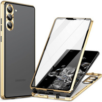 Husa pentru Samsung Galaxy S23, Magnetic Dual Glass, de aur