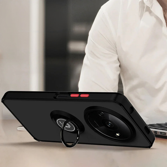 Husă din silicon pentru Xiaomi Redmi A3, cu protecție pentru cameră, transparent / negru