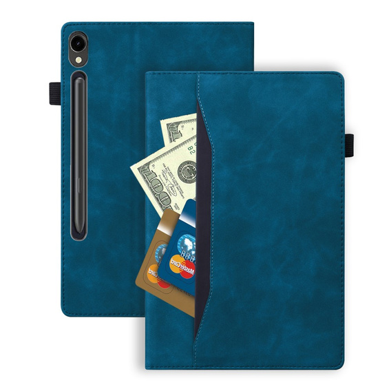 Husă pentru Samsung Galaxy Tab S10 FE+ Plus, Classic, cu spațiu pentru stylus, albastru