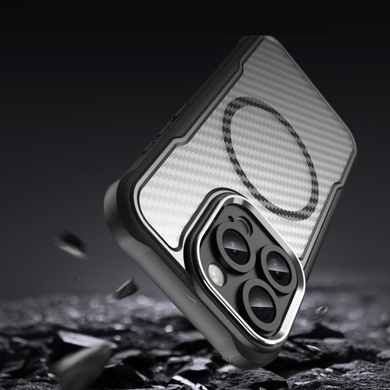 Husă pentru iPhone 16 Pro, Fusion Hybrid Carbon, pentru MagSafe, negru