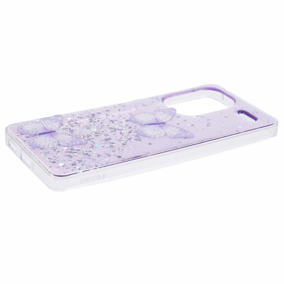 Husă pentru Xiaomi Redmi Note 13 Pro+, Glitter Butterfly, violet