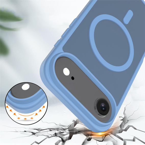 Husă Matt pentru iPhone Air, pentru MagSafe, albastru translucid