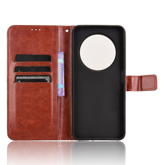 Cu clapetă pentru Xiaomi Redmi 14C / Xiaomi Poco C75, Crazy Horse Wallet, maro