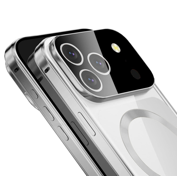 Husă magnetică dublă din sticlă pentru MagSafe pentru iPhone 17 Pro, argintiu