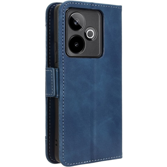 Cu clapetă pentru Realme GT 7 / 7T, Card Slot, albastru închis