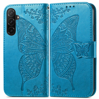 Cu clapetă pentru Samsung Galaxy A26, Butterfly, albastru