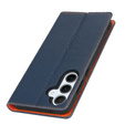 Cu clapetă pentru Samsung Galaxy S25, Litchi Skin Grain, albastru închis