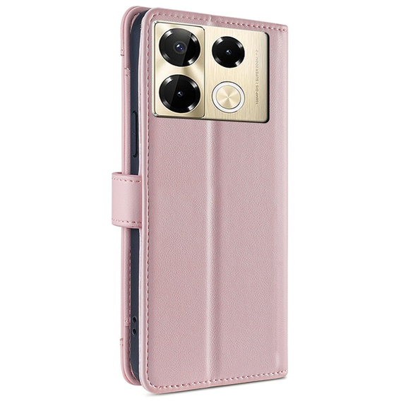 Cu clapetă pentru Infinix Note 40 Pro, Wallet Zipper Pocket, roz