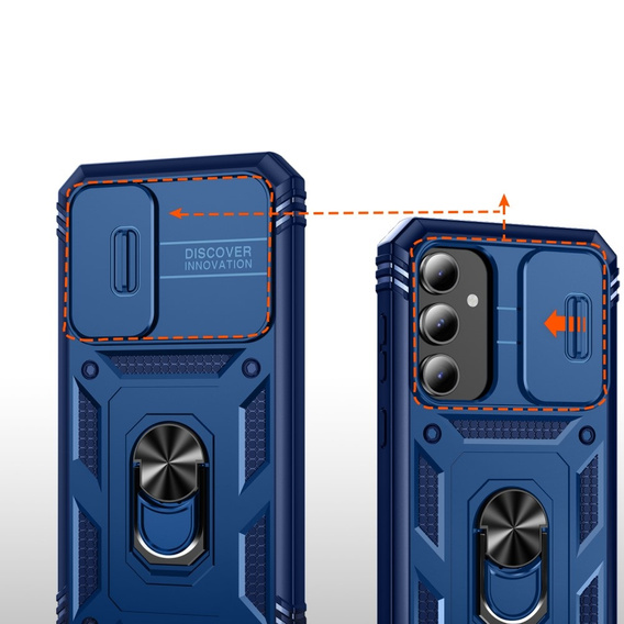 Husă blindată pentru Samsung Galaxy S23 FE, CamShield Slide, albastru