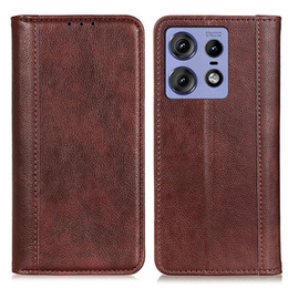 Husa cu clapetă pentru Motorola Edge 50 Pro, Split Leather, maro