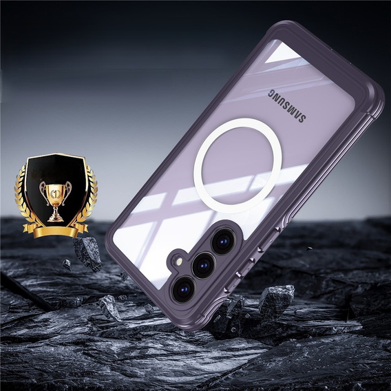 Husă pentru Samsung Galaxy S25 FE, Shockproof, cu sticlă, pentru MagSafe, violet