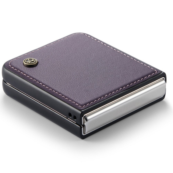 Husă pentru Samsung Galaxy Z Flip7 FE / Z Flip6, CASEME Litchi Leather, violet