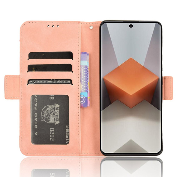 Cu clapetă pentru Xiaomi Redmi Note 13 Pro+, Card Slot, roz