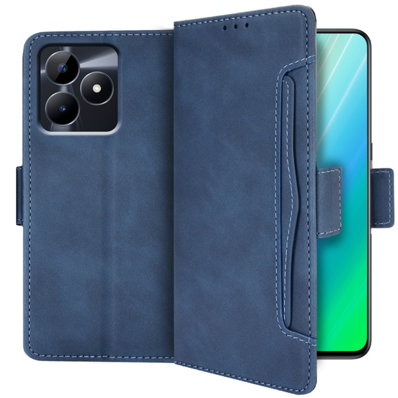 Cu clapetă pentru Realme C51, Card Slot, albastru