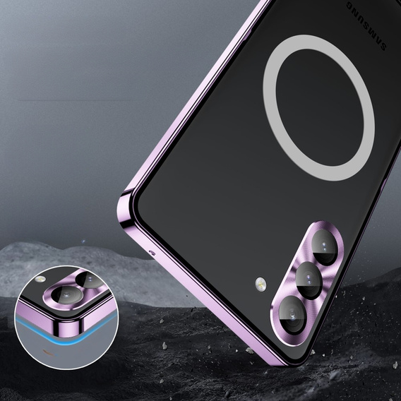 Carcasă de protecție pentru camera foto pentru Samsung Galaxy S23 Plus, CamShield MagSafe, transparent / violet