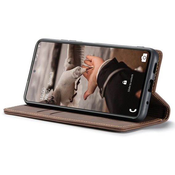 Husa CASEME pentru Samsung Galaxy S20 FE, Leather Wallet Case, maro