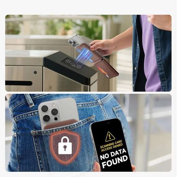 Portofel magnetic cu localizare, NFC și suport pentru iPhone 16 Pro
