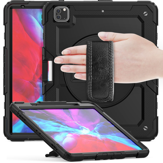 Husa blindată pentru iPad Pro 12.9 2022 / 2021 / 2020 / 2018, carcasă de protecție 360 cu slot pentru stylus, negru