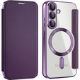 Cu clapetă pentru Samsung Galaxy S25, RFID Wallet MagSafe CamShield, violet