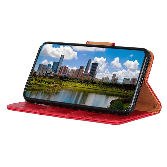 Cu clapetă pentru Samsung Galaxy S25 Edge, Crazy Horse Wallet, roșu