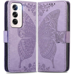 Cu clapetă pentru Oppo Reno 12 Pro, Butterfly, violet
