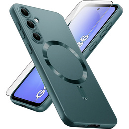 Carcasă pentru Samsung Galaxy A36, ColorMag, pentru MagSafe, verde + sticlă călită 9H