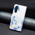 Cu clapetă pentru Samsung Galaxy A55 5G, Wallet, Butterfly & Flowers, alb