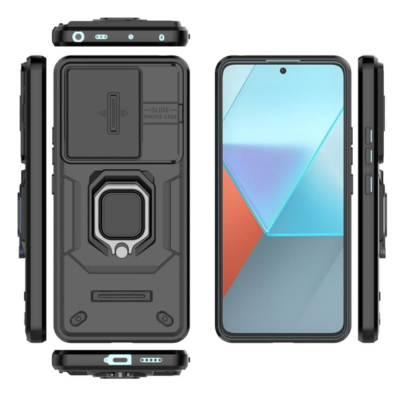 Husă pentru Xiaomi Redmi Note 13 Pro 5G, KickStand Camera Lens, negru