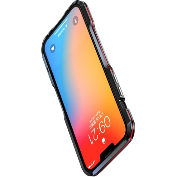 Husa LUPHIE pentru iPhone 13 Pro Max, Armor Bumper, negru / roșu