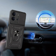 Carcasă blindată pentru Xiaomi Redmi 15C 4G/LTE, cu protecție pentru cameră, cu suport, negru