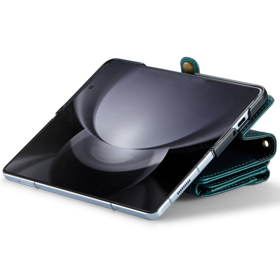 Husă CASEME pentru Samsung Galaxy Z Fold6 5G, RFID Leather Wallet, cu curea de umăr, verde