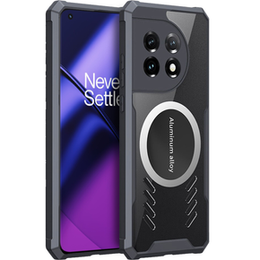 Carcasă pentru OnePlus 11 5G, cu placă magnetică, transparent / negru