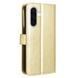Cu clapetă pentru Samsung Galaxy A56, Crazy Horse Wallet, de aur