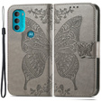 Cu clapetă pentru Motorola Moto G71 5G, Butterfly, gri