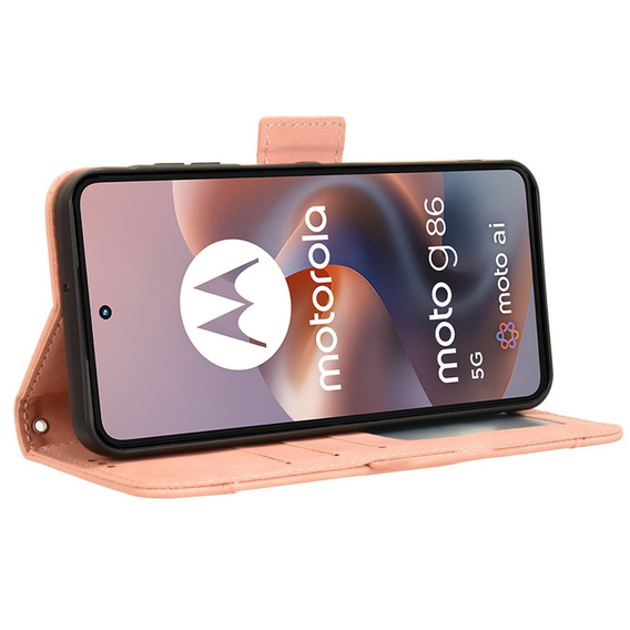 Cu clapetă pentru Motorola Moto G86 Power 5G, Card Slot, roz