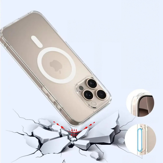Carcasă ERBORD MagSafe pentru iPhone 16 Pro, buton activ, transparentă + Sticlă pentru ecran