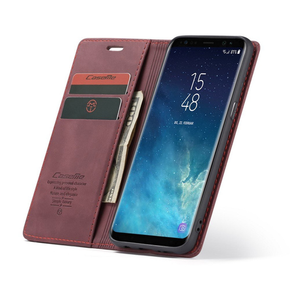 Husa CASEME pentru Samsung Galaxy S8, Leather Wallet Case, maroon