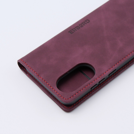 Husă pentru Oppo A78 4G, ERBORD Vintage, portofel cu clapetă, roșu
