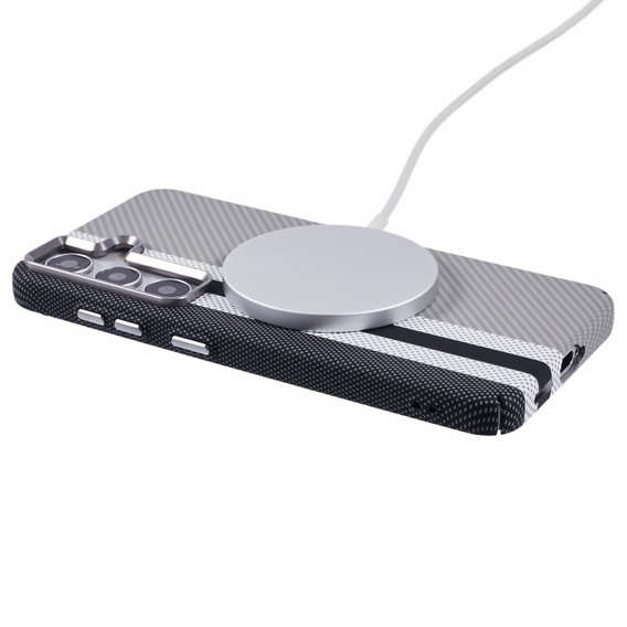 Carcasa pentru Samsung Galaxy S25+ Plus, Carbon Fiber MagSafe, gri