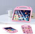 Husă pentru copii pentru iPad 10.2" 2021/2020/2019 (9/8/7 gen.) / Air 10.5" 2019 (3 gen.), Cute Patterns, cu suport, roz