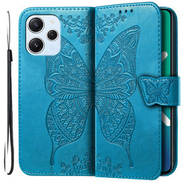 Cu clapetă pentru Xiaomi Redmi 12, Butterfly, albastru