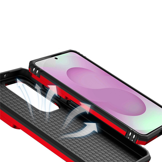 Husă blindată cu suport și capac pentru lentilă pentru Samsung Galaxy S26 Plus, roșu