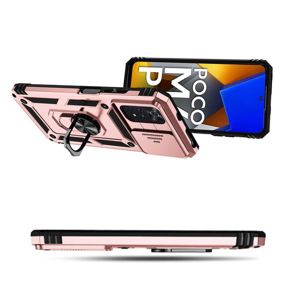 Husă blindată pentru Xiaomi Poco M4 Pro 4G, CamShield Slide, roz rose gold