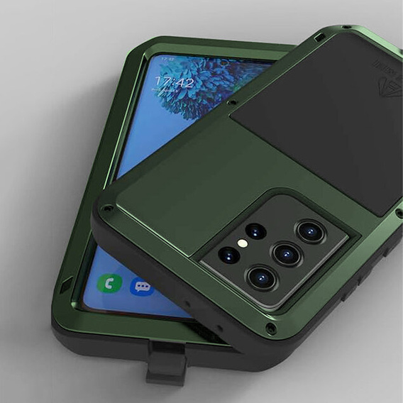 Love Mei Huse pentru Samsung Galaxy S21, armored with glass, verde