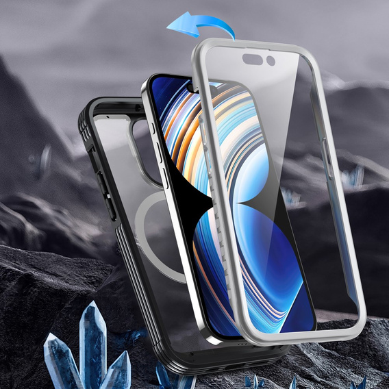 Carcasă pentru iPhone 15 Pro, blindată Full Protect 360° pentru MagSafe, sticlă pentru ecran, negru